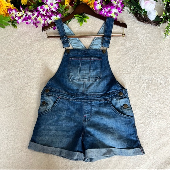 👮🏻‍♂️👮🏻‍♂️SOLD👮🏻‍♂️👮🏻‍♂️Dari Denim Overall Short Jumper 5pockets Size L - Picture 4 of 14